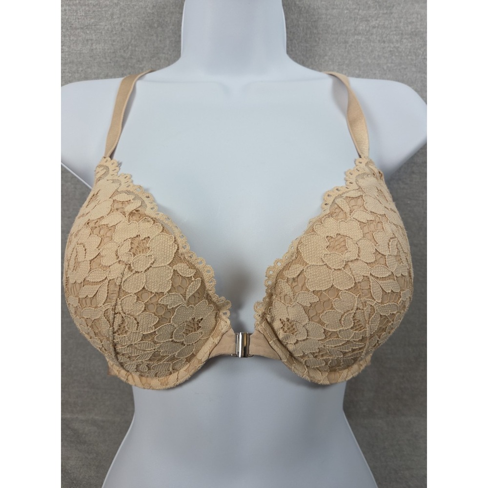 Dobreva Bra Womens 38C Lace Racerback Coffee Push Up Plunge Front Close NWOT